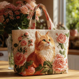 Ručno rađena torba - Crvena mačka sa ružama