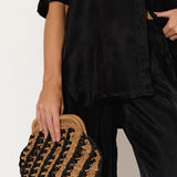 Eadie Crochet Weave Framed Clutch - Crna / Prirodna