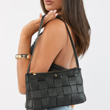 Portia Woven Shoulder Bag - Crna / Zlatna