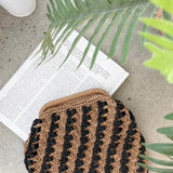 Eadie Crochet Weave Framed Clutch - Crna / Prirodna