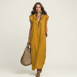 Josette | Haljina Maxi od Lna sa Ruffles