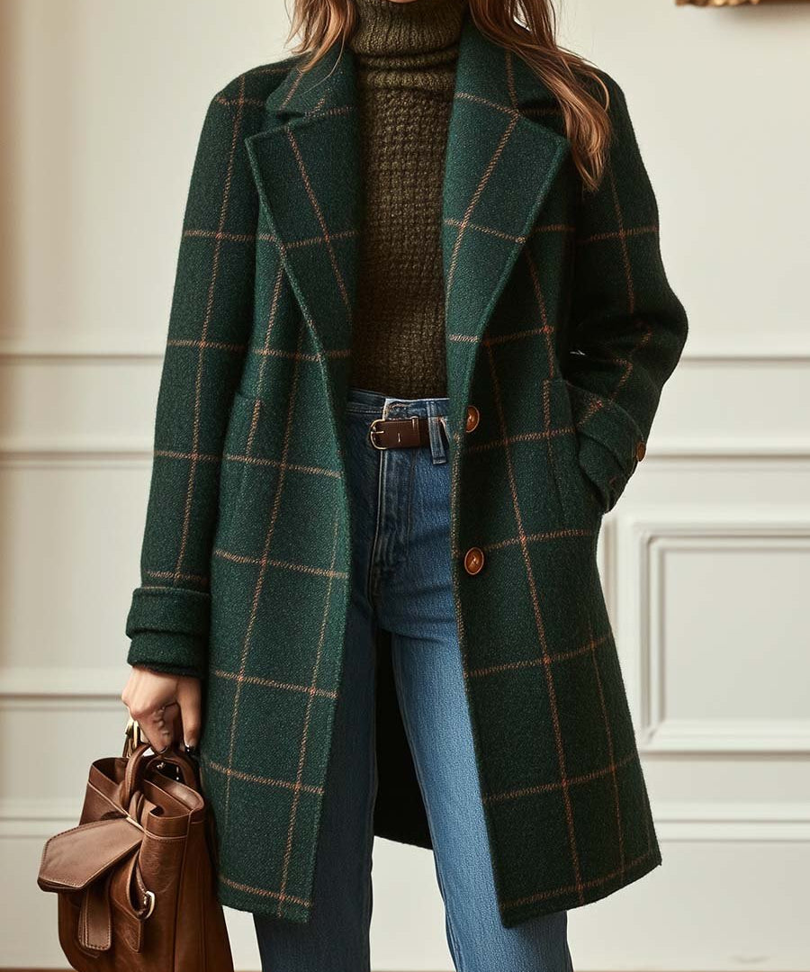 Florencia | Retro preuređeni karirani tweed kaput