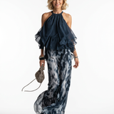Ludovica | Elegantan set sa visokim gornjim delom i širokim, šarenim pantalonama